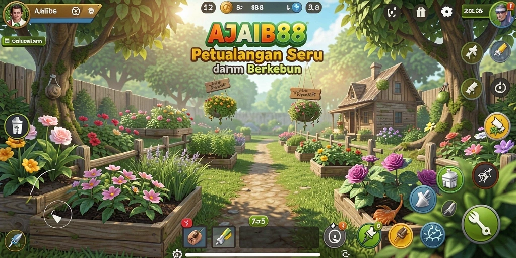 Tampilan gameplay AJAIB88 yang seru menampilkan ladang yang rimbun.