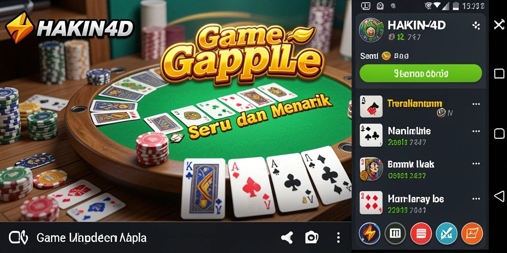 Tampilan gameplay seru dari HAKIN4D dengan fitur Gaple yang menarik.