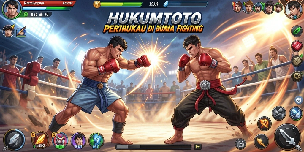 Tampilan aksi pertarungan intens di HUKUMTOTO.