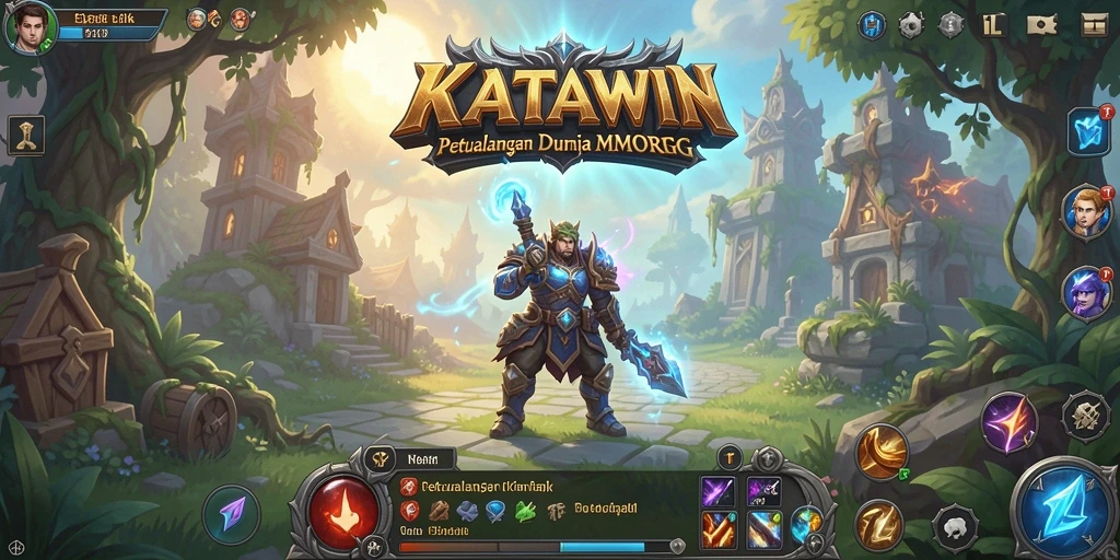 Tangkapan layar gameplay KATAWIN yang menampilkan pertarungan epik dalam dunia MMORPG.
