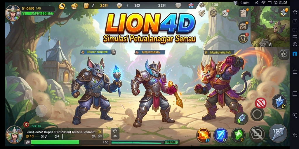 Screenshot gameplay LION4D menampilkan dunia petualangan yang seru.
