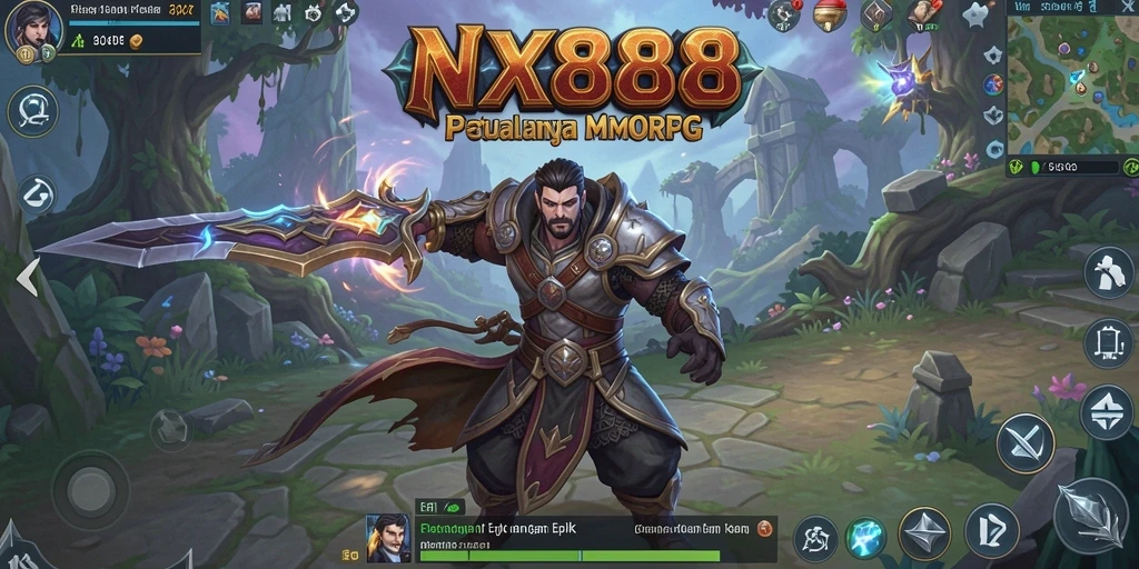 Tangkapan layar gameplay NX888 memperlihatkan aksi seru dalam petualangan MMORPG.