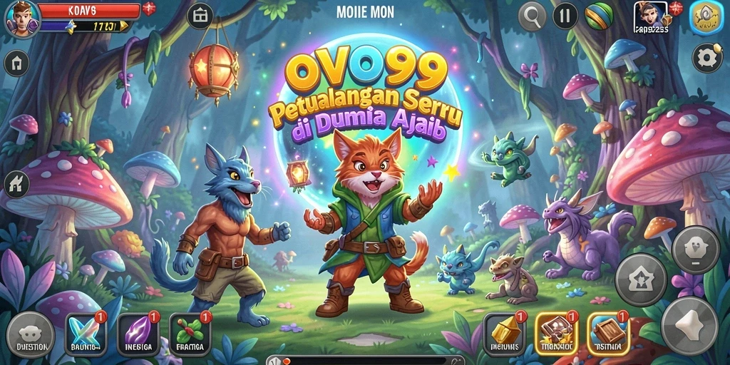 Screenshot gameplay OVO99 menampilkan petualangan seru di dunia ajaib.