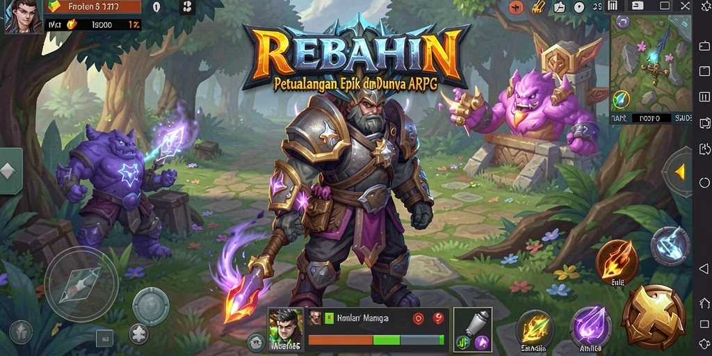 Tampilan gameplay seru di REBAHIN dengan pertarungan ARPG menegangkan.