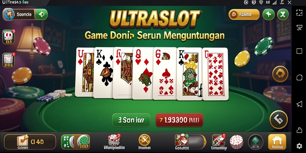 Screenshot gameplay ULTRASLOT menampilkan antarmuka permainan Domino yang menarik.