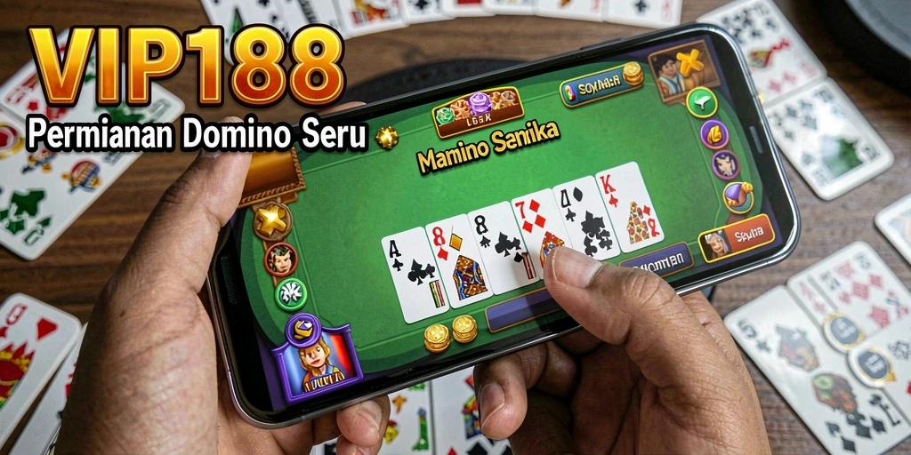 Screenshot gameplay VIP188 yang menarik dengan domino berwarna-warni.
